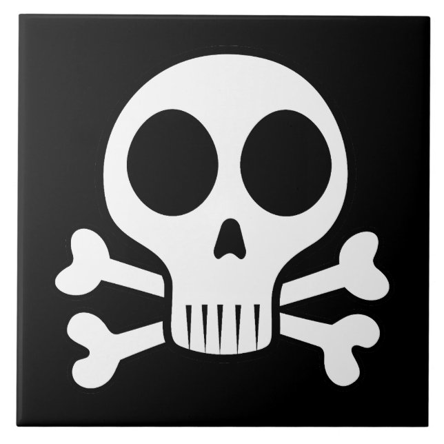 Pirate Skull Design Ceramic Tile (Front)