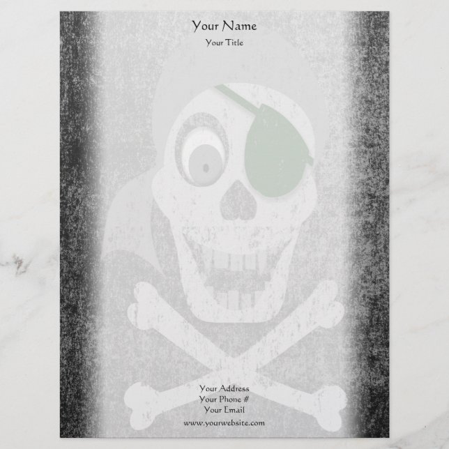 Pirate Skull Distressed Letterhead (Front)