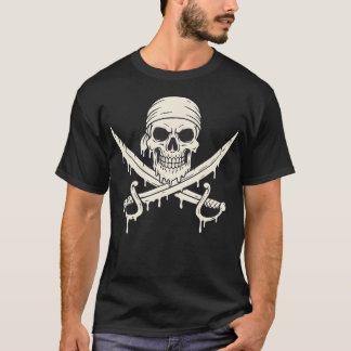 Pirate Skull Dripping Crossed Swords Kids Boys Hal T-Shirt