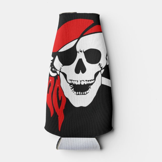 Pirate Skull Flag Bottle Cooler (Front)