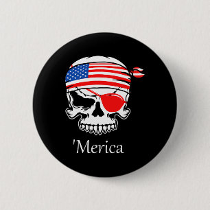 Pirate Skull Flag July 4th Independence Day Merica 6 Cm Round Badge