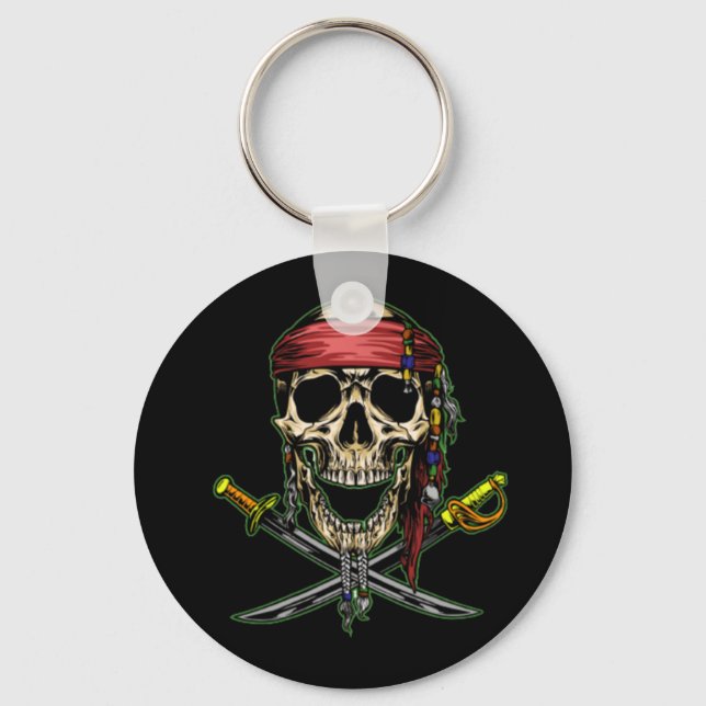 Pirate Skull Ghost Ocean Ship Keychain (Front)