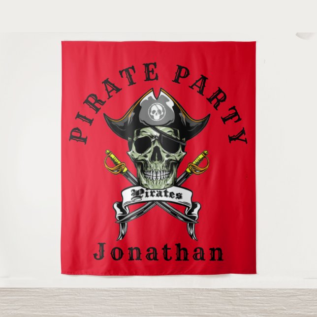 Pirate Skull Ghost Party Backdrop Tapestry (Front)