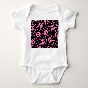 Pirate Skull: Girlish Hearts Pattern Baby Bodysuit