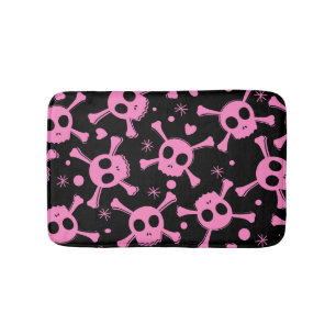 Pirate Skull: Girlish Hearts Pattern Bath Mat