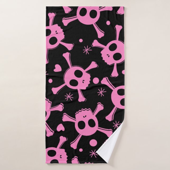 Pirate Skull: Girlish Hearts Pattern Bath Towel (Bath Towel)