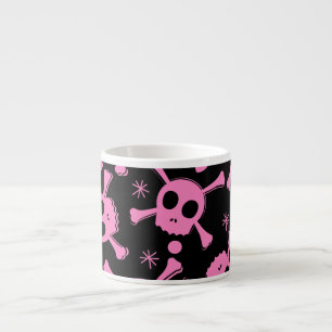 Pirate Skull: Girlish Hearts Pattern Espresso Cup