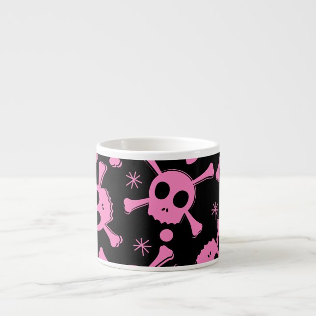 Pirate Skull: Girlish Hearts Pattern Espresso Cup (Front)