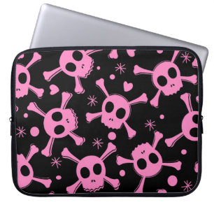 Pirate Skull: Girlish Hearts Pattern Laptop Sleeve