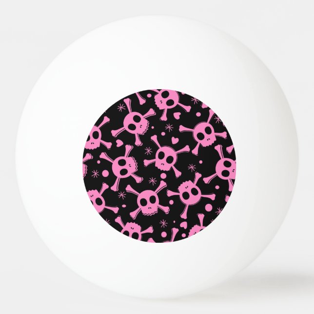 Pirate Skull: Girlish Hearts Pattern Ping Pong Ball (Front)