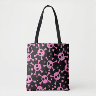 Pirate Skull: Girlish Hearts Pattern Tote Bag