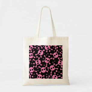 Pirate Skull: Girlish Hearts Pattern Tote Bag