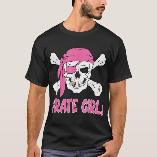 Pirate Skull Girls Pirate Girl T-Shirt (Front)