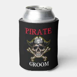 PIRATE SKULL GROOM CROSS BONES CAN COOLER