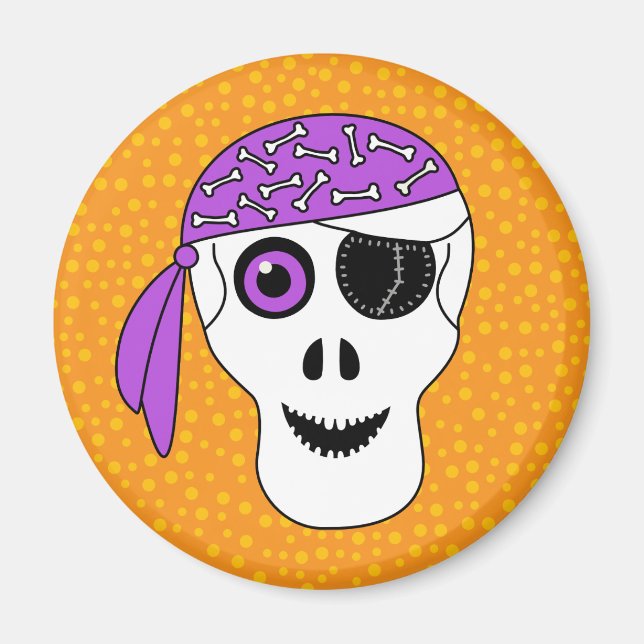Pirate Skull Halloween Magnet (Front)