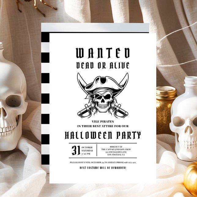 Pirate Skull Halloween Party  Invitation (Pirate Skull Halloween Party Invitation)