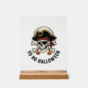 Pirate Skull Halloween Vintage Engraving White Shi Acrylic Sign