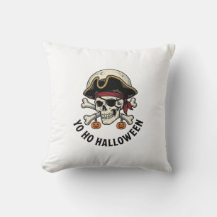 Pirate Skull Halloween Vintage Engraving White Shi Cushion