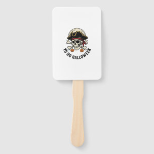 Pirate Skull Halloween Vintage Engraving White Shi Hand Fan