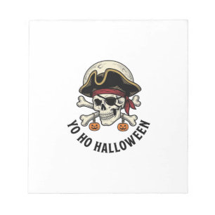 Pirate Skull Halloween Vintage Engraving White Shi Notepad