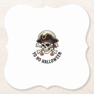 Pirate Skull Halloween Vintage Engraving White Shi Paper Coaster