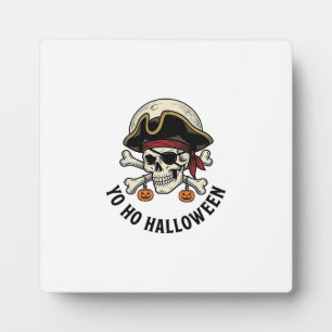 Pirate Skull Halloween Vintage Engraving White Shi Plaque