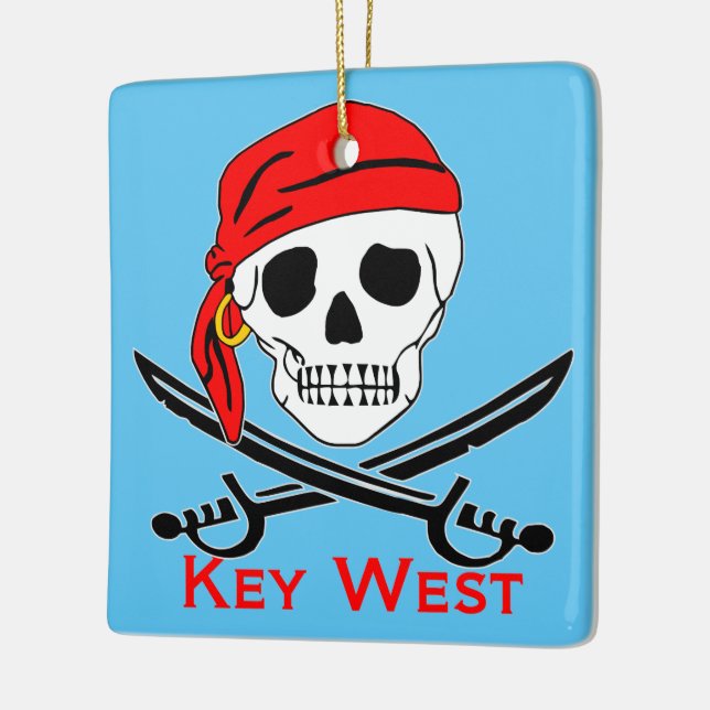 Pirate Skull Key West Ceramic Ornament (Left)