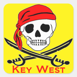 Pirate Skull Key West Square Sticker