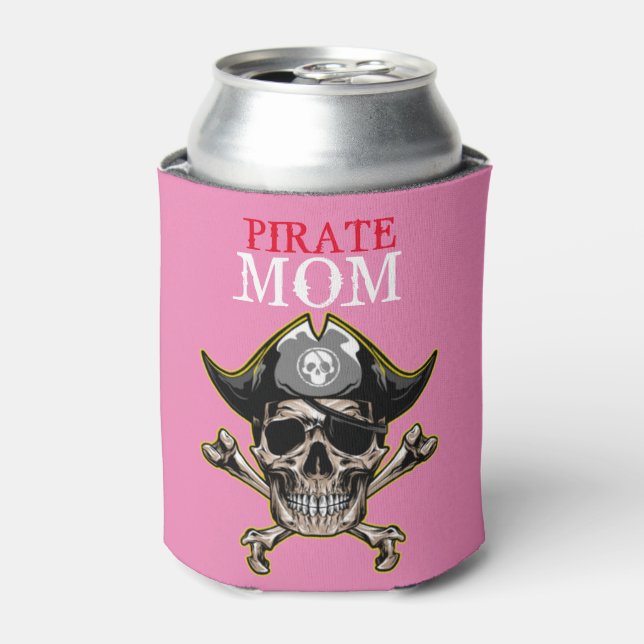 PIRATE SKULL MOM CROSS BONES CAN COOLER (Can Front)