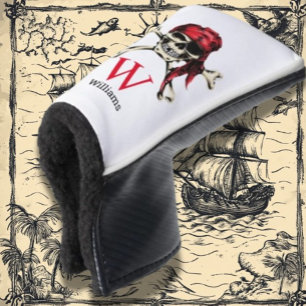 Pirate Skull Monogram Golf Head Cover