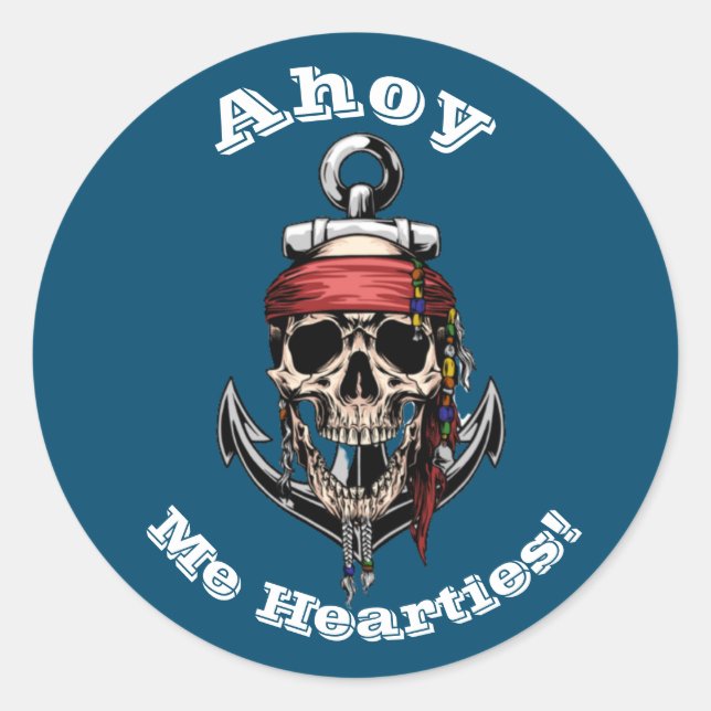Pirate Skull n Bones Nautical Sticker (Front)