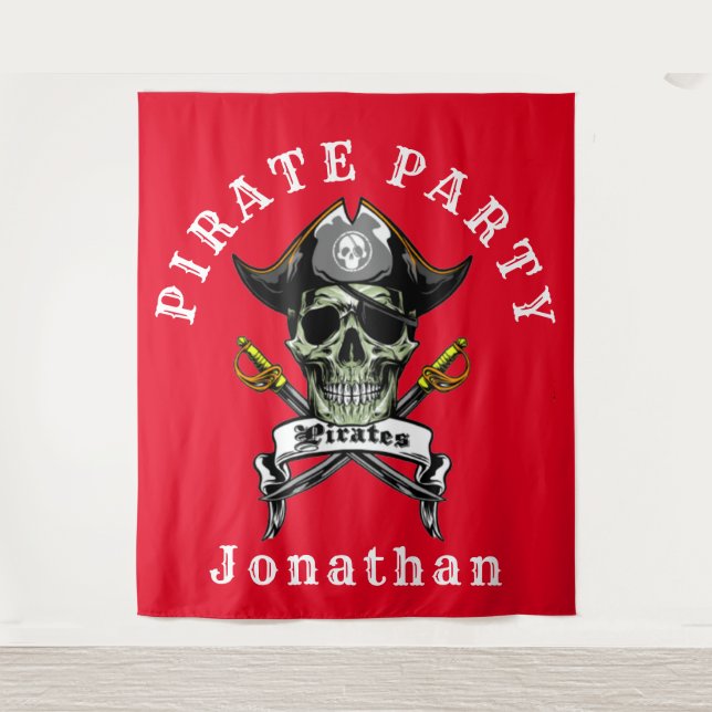 Pirate Skull  Party Backdrop Tapestry (Front)