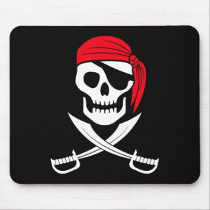 Pirate Skull Red Bandanna Sword Costume Gift  Mouse Pad