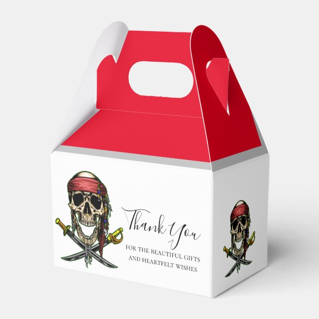 Pirate Skull Red Captain Favour Box (Front Side)