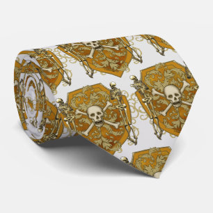 Pirate Skull Shield Family Crest surname Tie