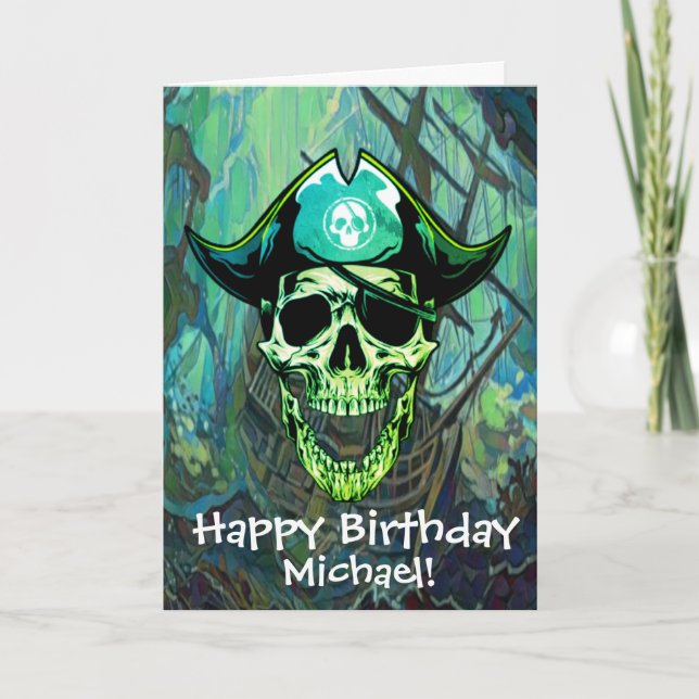 Pirate Skull Ship Captain Card (Front)