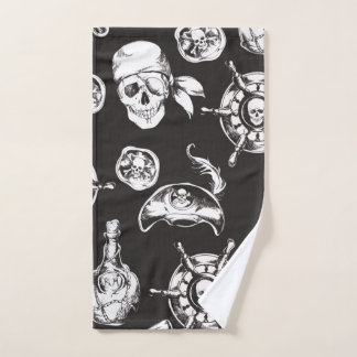 Pirate Skull Ship Wheel Hand Towel