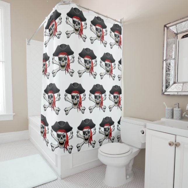 Pirate Skull Shower Curtain (In Situ)