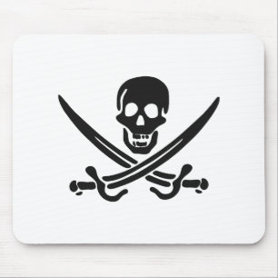 Pirate skull  silhouette - Choose background colou Mouse Pad