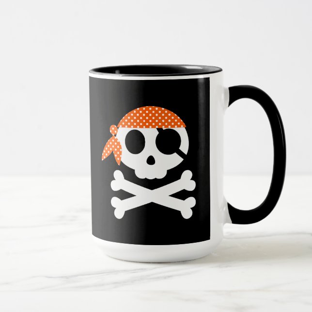 Pirate Skull Skeleton Bandanna Mug (Right)