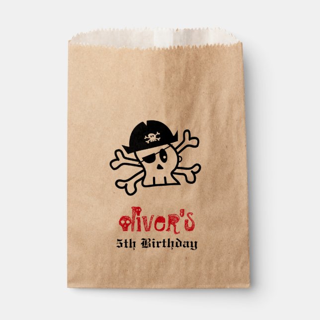 Pirate Skull Skeleton Boy Birthday Party Favour Ba Favour Bag (Front)