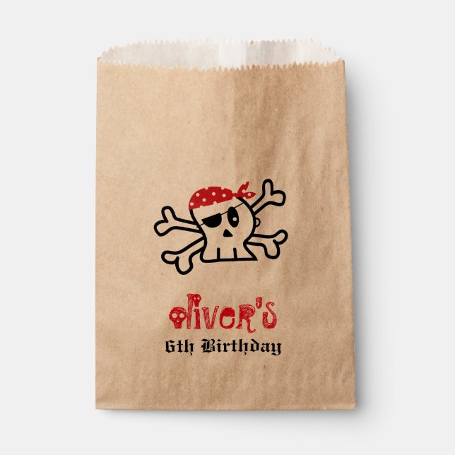 Pirate Skull Skeleton Boy Birthday Party Favour Ba Favour Bag (Front)