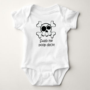 Pirate Skull Swab Me Poop Deck Baby Bodysuit
