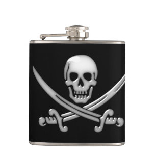 Pirate Skull & Sword Crossbones Hip Flask
