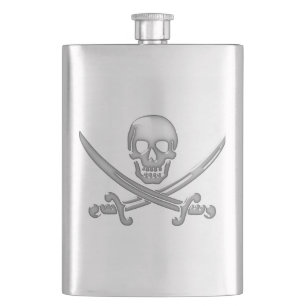 Pirate Skull & Sword Crossbones Hip Flask