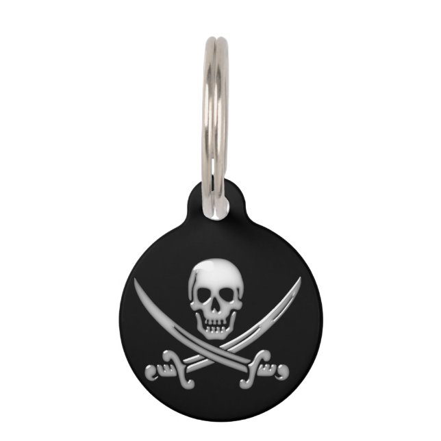 Pirate Skull & Sword Crossbones Pet Tag (Front)