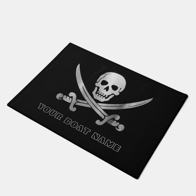 Pirate Skull Sword Custom Boat  Doormat (Angled)