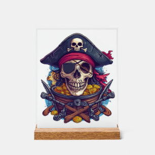 Pirate Skull Treasure Acrylic Sign