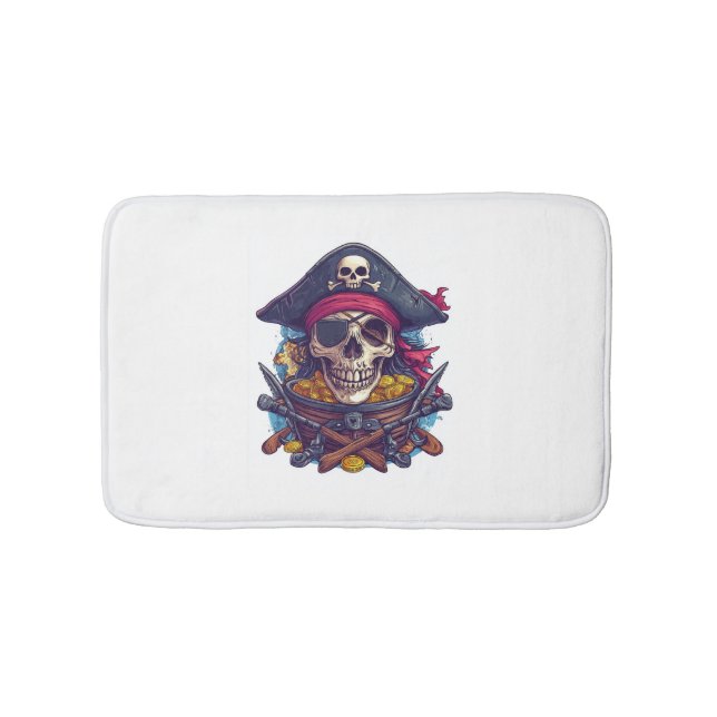Pirate Skull Treasure Bath Mat (Front)