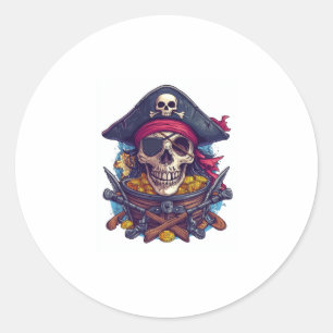 Pirate Skull Treasure Classic Round Sticker